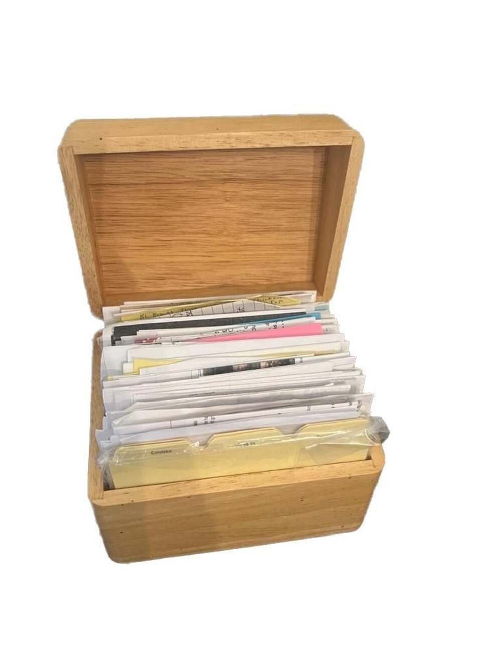 HOME Brand Natural Wood Recipe Box with Y2K Recipes